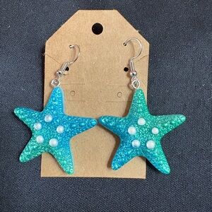 Starfish Dangle Earrings in Blue and Green